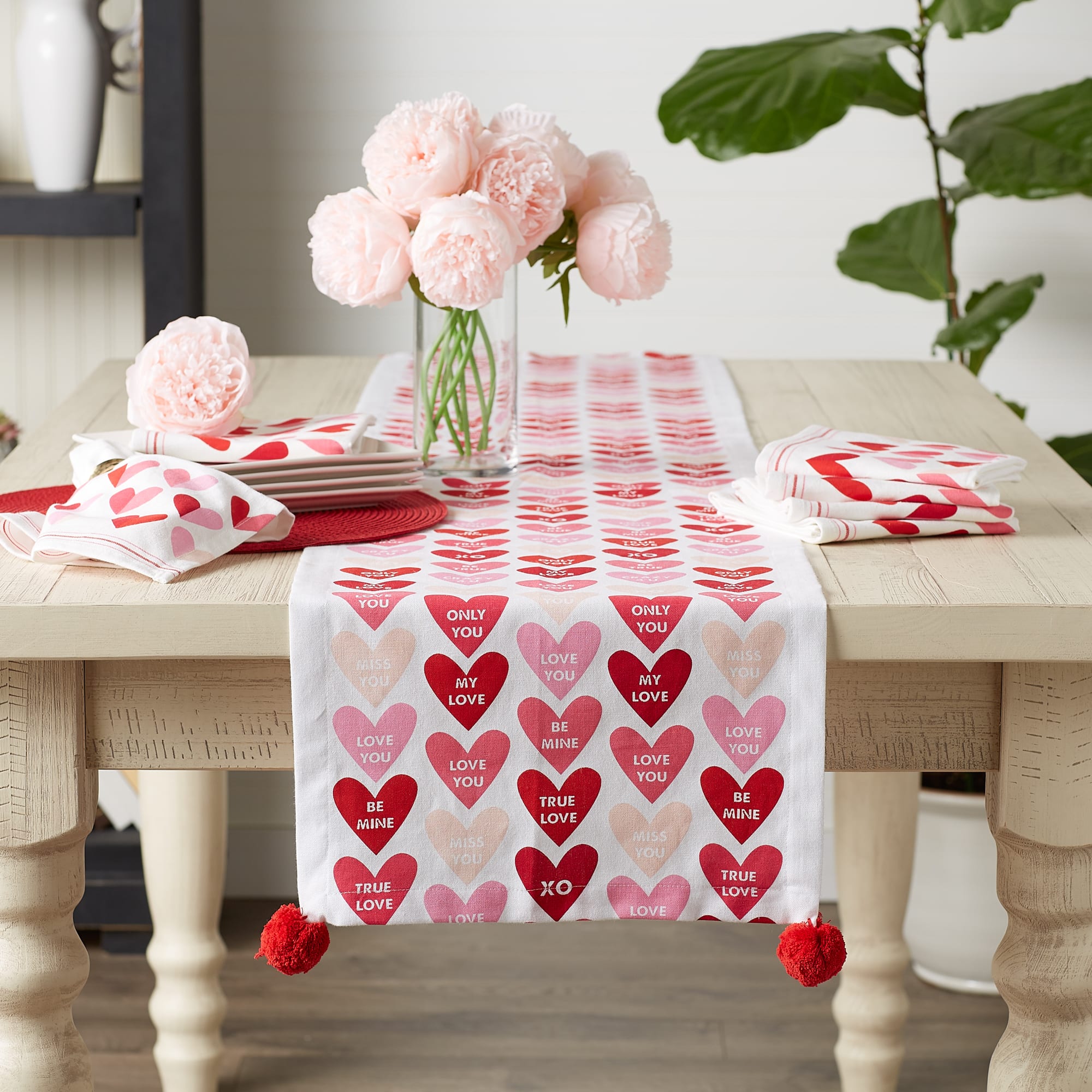 DII® 72" Conversation Hearts Print Table Runner